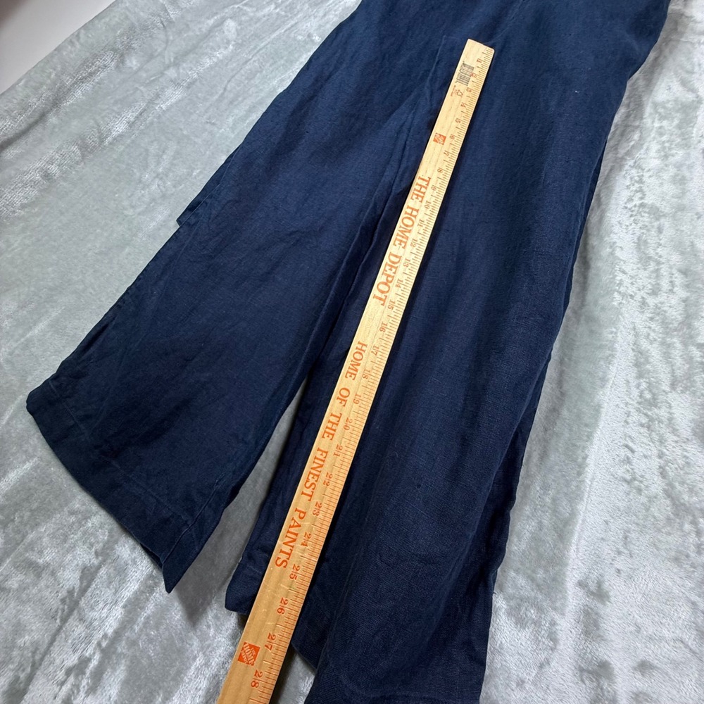 Faherty Catalina Jumpsuit Womens XS Navy Blue 100% Linen Sleeveless V-neck Belt - Picture 12 of 14